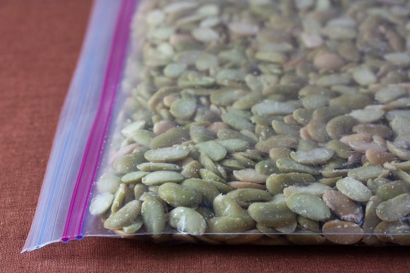 Pack the soybeans into the freezer bag